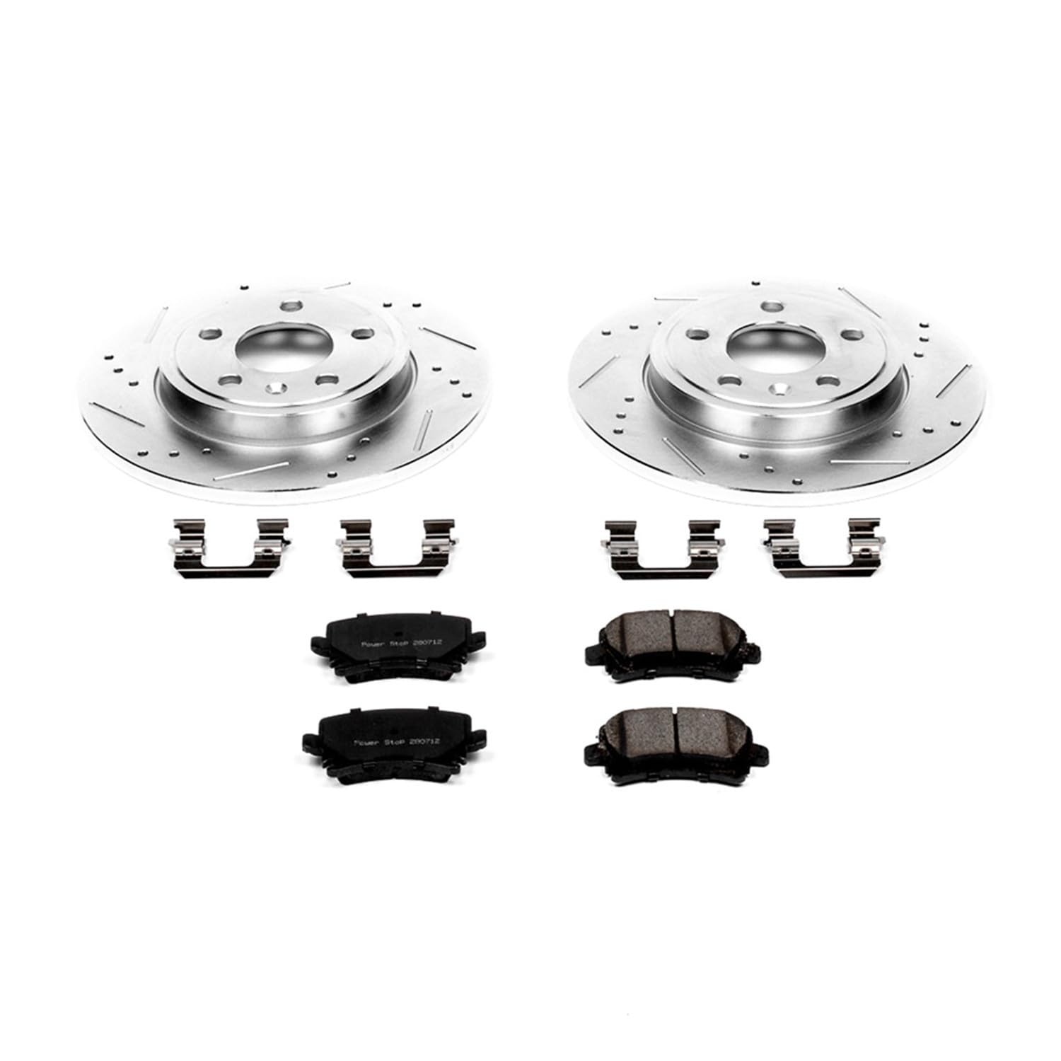 Power Stop K4624 Rear Z23 Carbon Fiber Brake Pads with Drilled & Slotted Brake Rotors Kit For Audi A4 2005-2009, Audi A4 Quattro