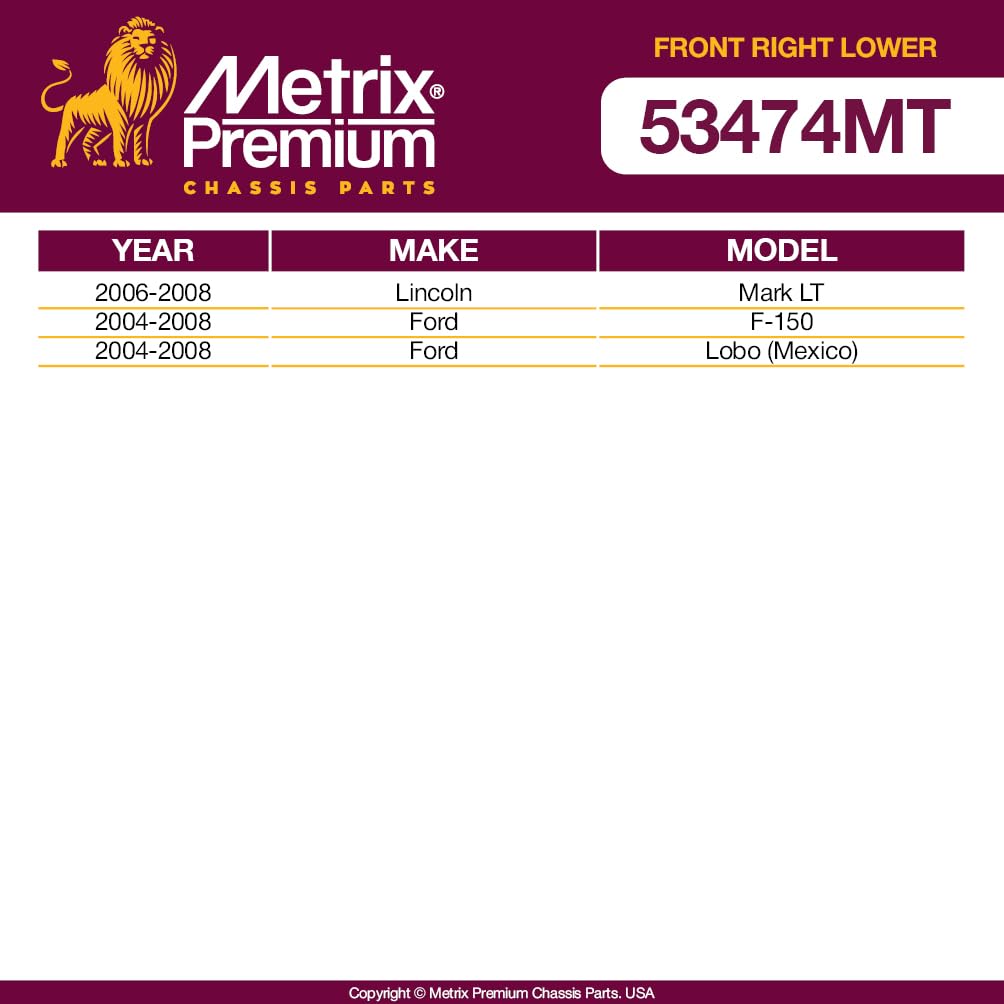 Metrix Premium Chassis Parts - Front Right Lower Control Arm W Ball Joint & Bushing Assembly Fits 06-08 Lincoln Mark Lt, 04-08 F