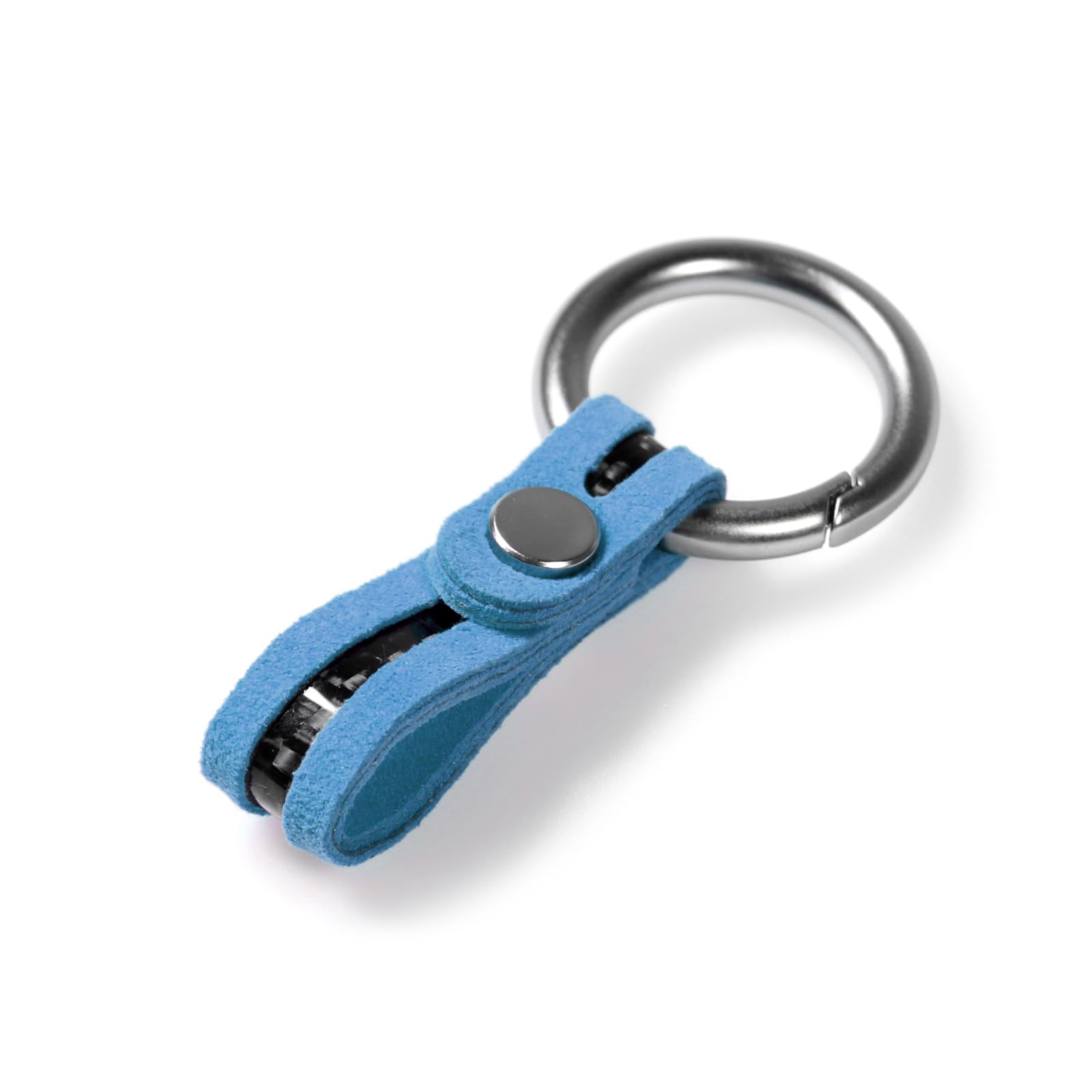 BETTERHUMZ for Alcantara Leather Keychain Carbon Fiber Key Chain Car Key Lanyard Home Keyrings Accessories (Blue)