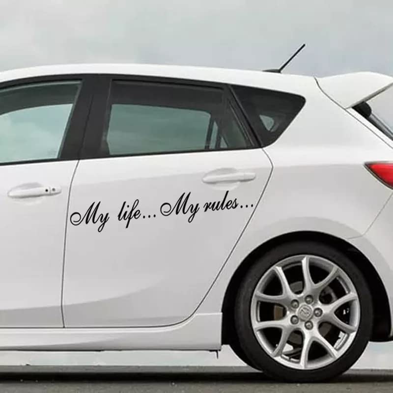 My Life...My Rules... Car Sticker Decal, Truck, Windshield Banner Sticker, 25 X 4.5 Inches - Solid B/W Vinyl