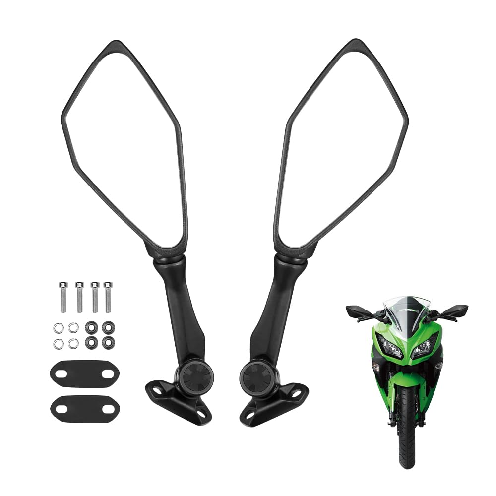 Kemimoto Compatible With Ninja 300 Mirrors Motorcycle Rear View Mirror Compatible With Ninja 250 Zx 6R 636 300R Ex300 Abs 2011-2