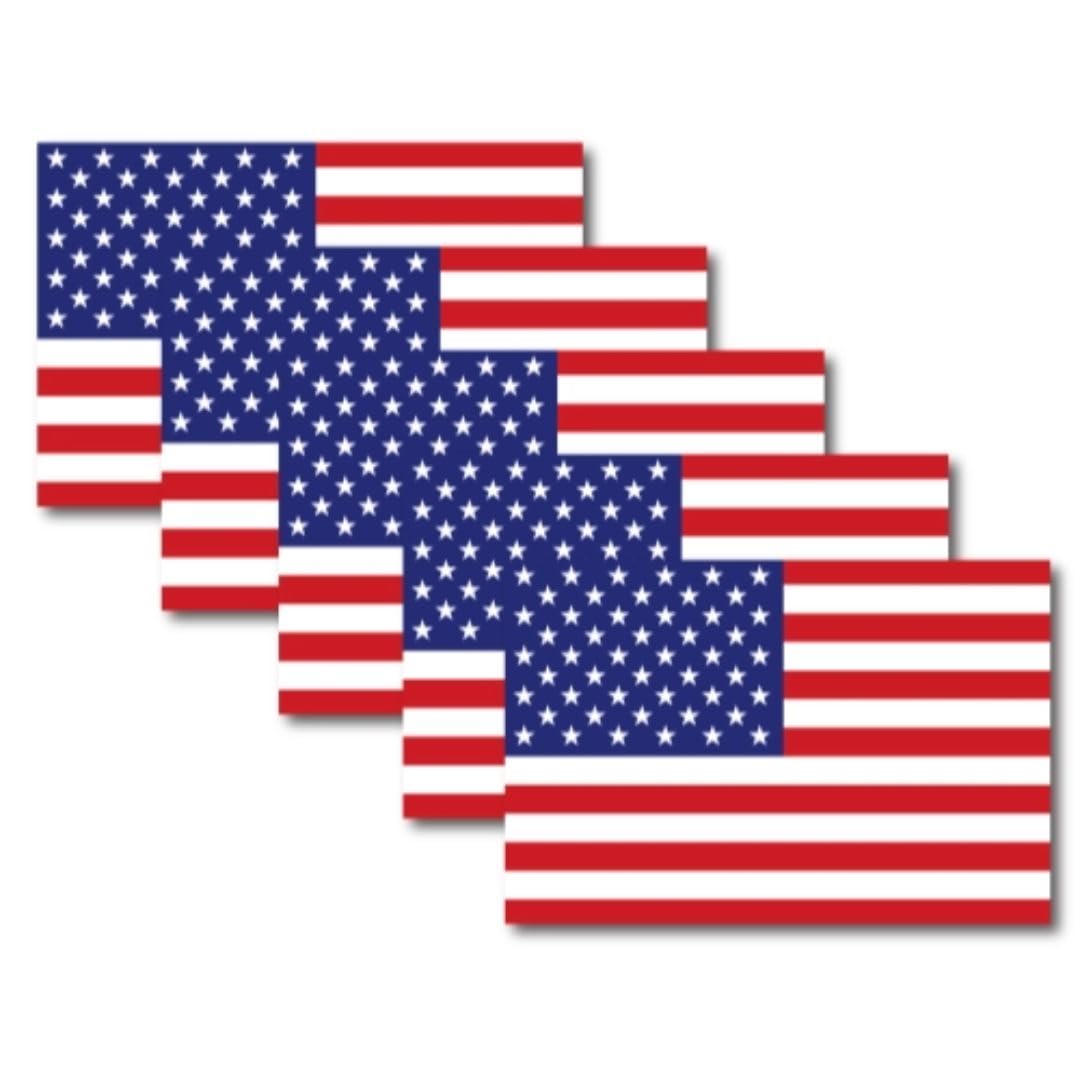Magnet Me Up American Flag Magnet Decal, 4X6 Inches, 5 Pack, Red White And Blue, Heavy Duty Automotive Magnet For Car Truck Suv