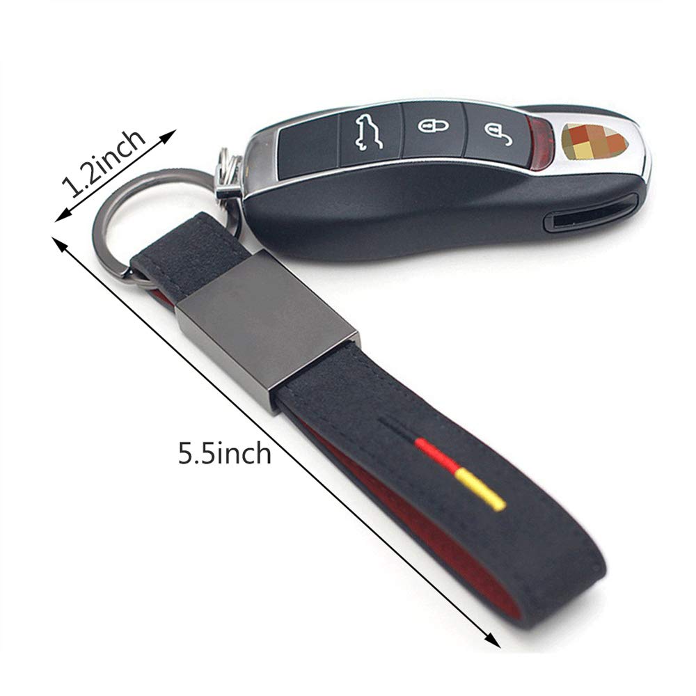 BOLLAER Luxury Leather Key Ring Keychain for Porsche Audi BMW - Medium Black Model 111-586