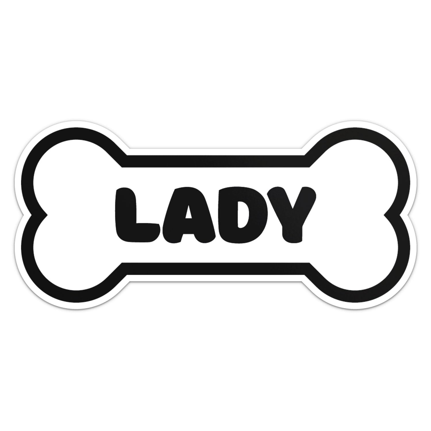 Lady Dog Name Sticker - Waterproof Vinyl Decal For Car Bumper, Laptop, Water Bottle, Wall, And Window, Size - 6'' Longer Side