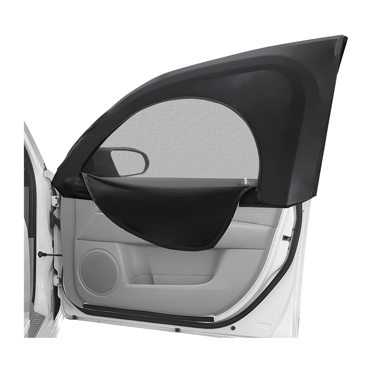 Loyaforba 2Pcs Car Window Shade, Zipper Breathable Side Sun Mesh, Auto Stretchy Front Rear Curtain Sun Rays Cover Screen For Bab