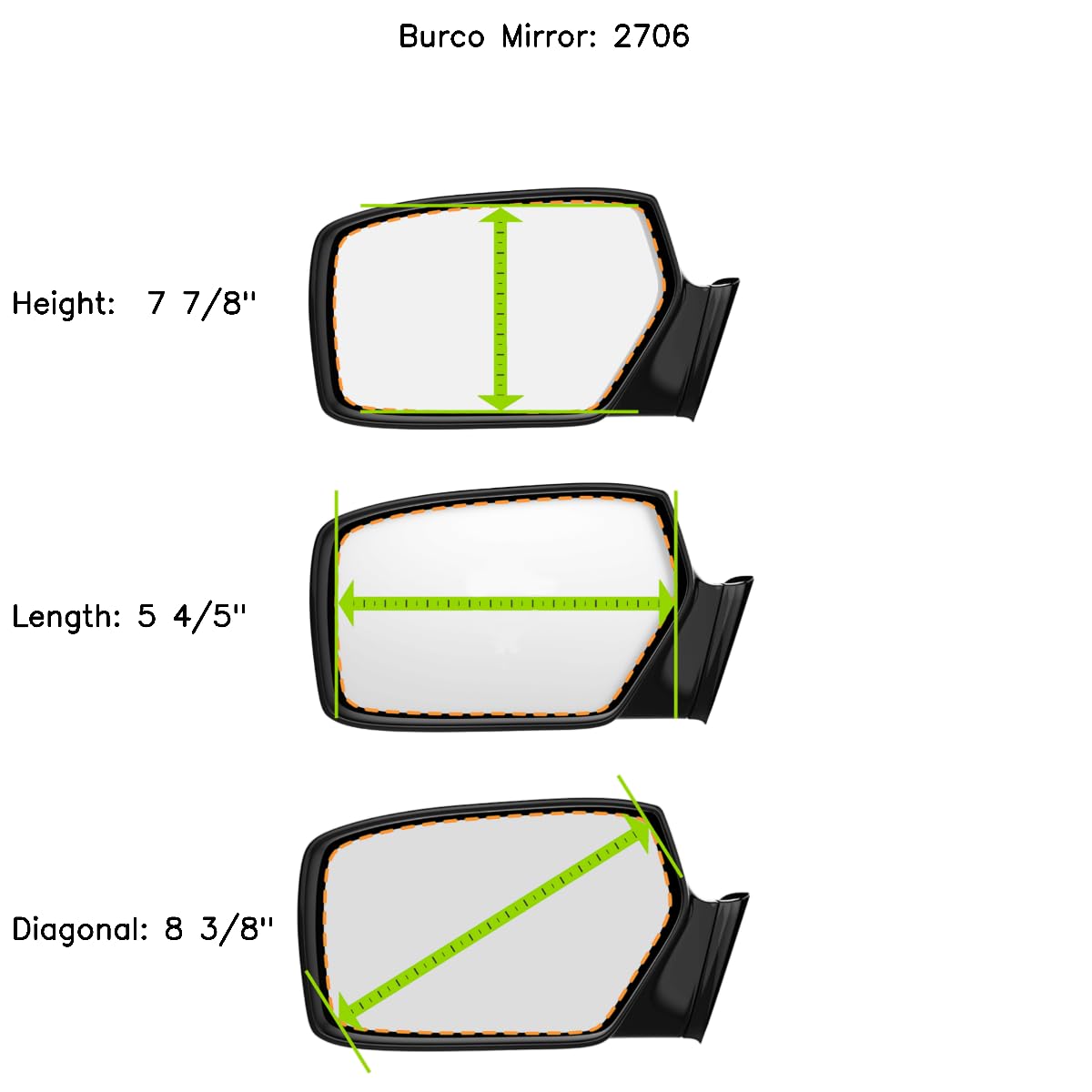 Driver Side Replacement Mirror Glass For Ford Expedition (1997 1998 1999 2000 2001 2002) F-150 (1997 1998 1999 2000 2001 2002 20