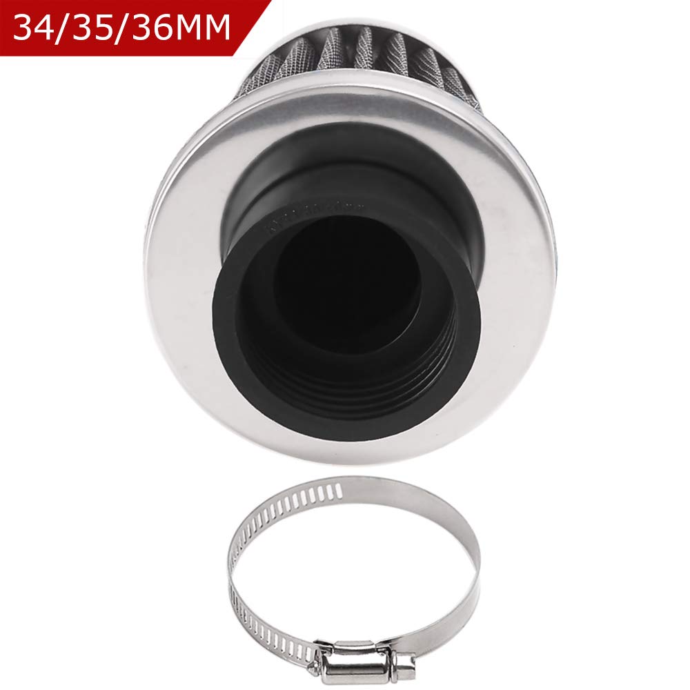 Evermotor 34Mm 35Mm 36Mm Universal Double Layer Steel Air Filter For Motorcycle Scooter Atv Moped Black