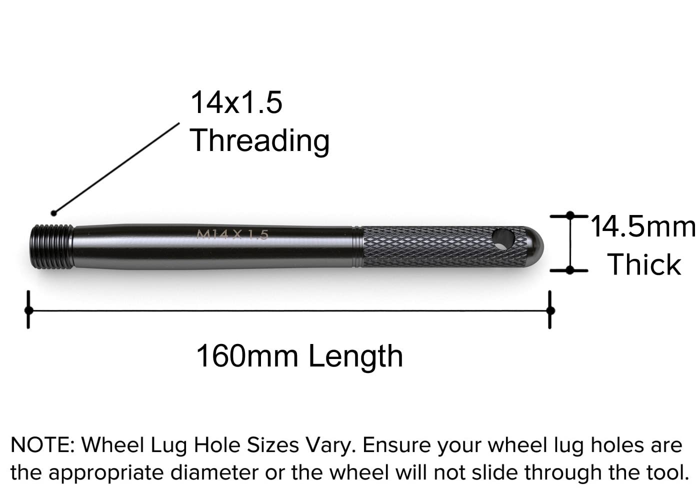 Black Wheel Hanger Alignment Pin Guide Tool - Metric 14x1.5 Threads - Wheel Lug Bolt Automotive Mechanic Tool Compatible with Au