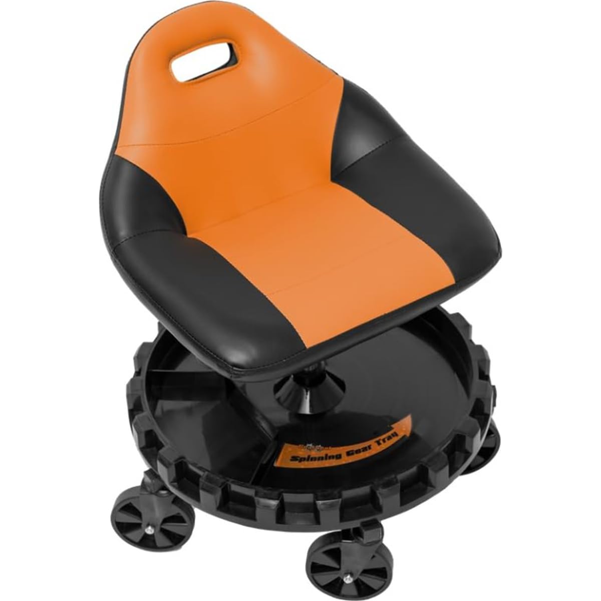 Traxion 2-703 Mobile Rolling Gear Seat - 400lb Capacity, Orange, Carbon Fiber, Steel, Plastic, Vinyl