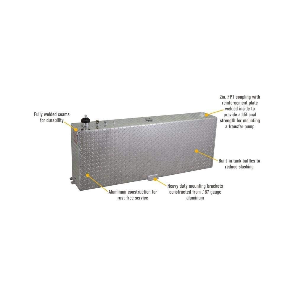 Rds Mfg Inc 72118 Vertical Transfer Fuel Tank - 90 Gallon Capacity 60' L X 14' W X 26' H, Silver Mill Finish Aluminum