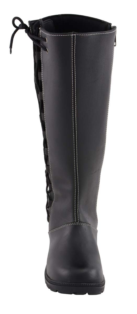 Milwaukee Leather MBL9370 Women's Black 17-Inch Lace Side Leather Boots with Contrast White Stitching - 10