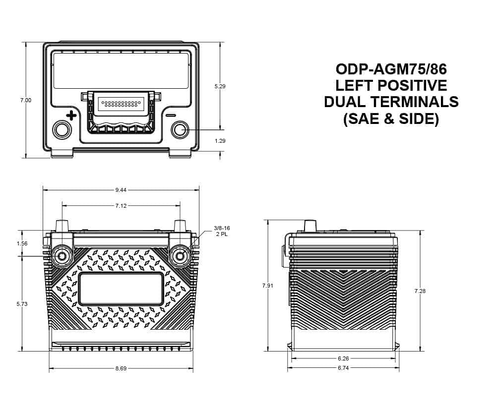 Odyssey Battery ODP-AGM7586 Performance Series AGM Battery