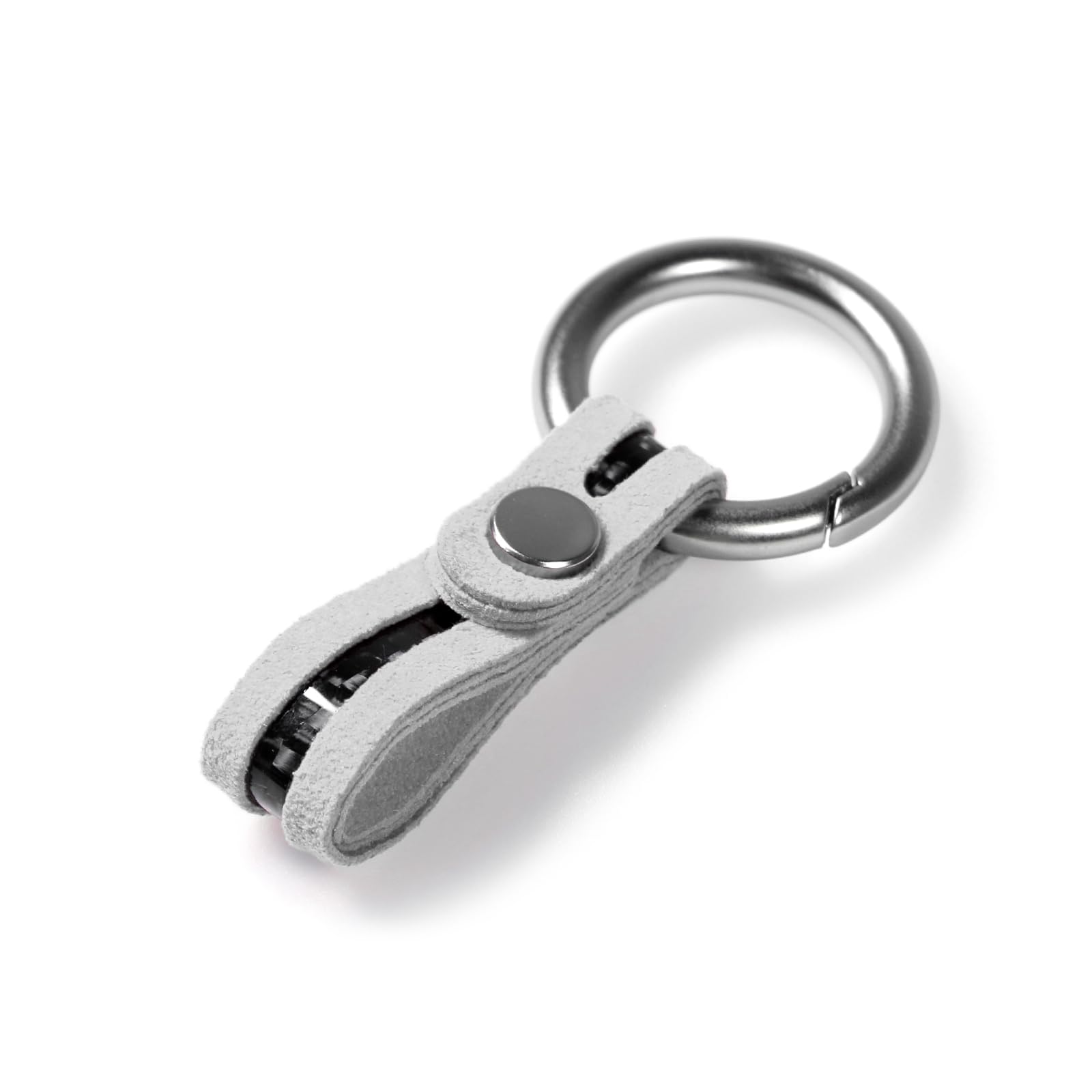 BETTERHUMZ for Alcantara Leather Keychain Carbon Fiber Key Chain Car Key Lanyard Home Keyrings Accessories (Gray)