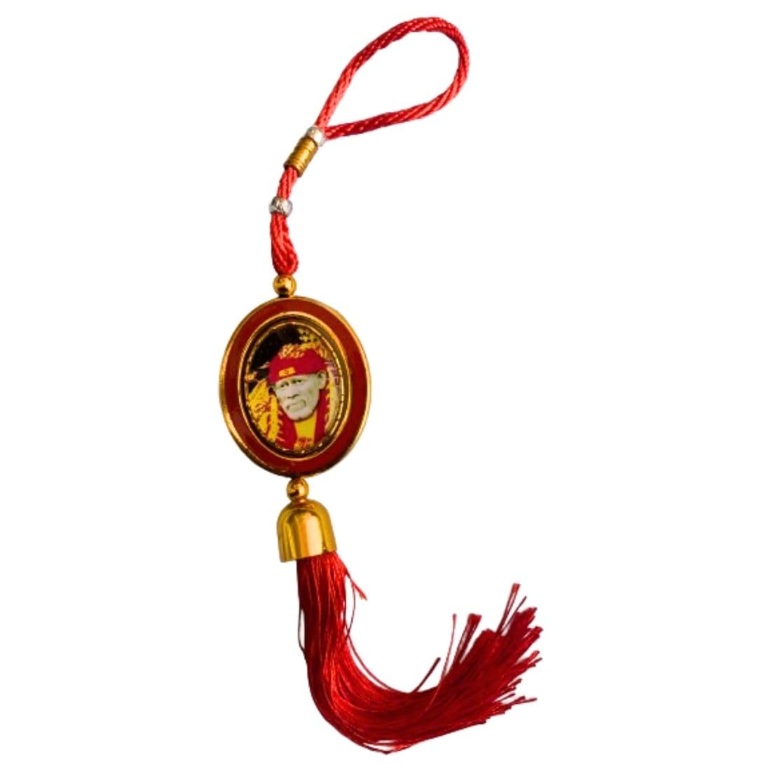 Wheelyfine Car Dashboard Hanging Oval/Heart Shape Design God Idol Locket (Sai Baba) | Decorative Rear View Mirror Hanging | Car 