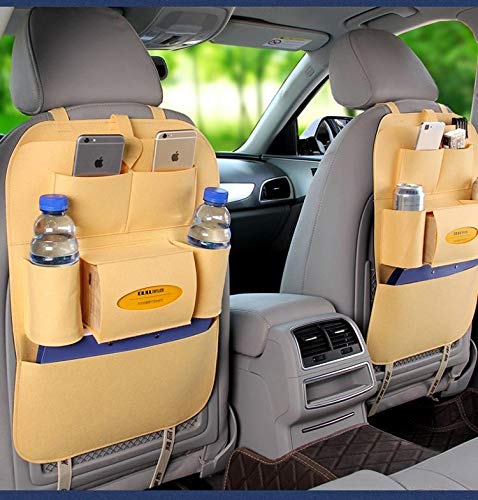 SPEDY Car Auto Seat Back Multi Pocket Storage Bag Organizer BeigeSet of 2 Backorganiser20