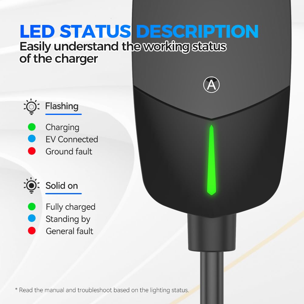 Evdance Ev Charger Level 1/2 6-16A Adjustable, Ev Chargers For Home With 25 Ft J1772 Ev Charging Cable, Electric Vehicle Chargin