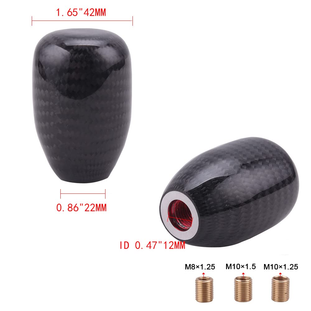 Muge Racing Universal Carbon Fiber Shift Knob Automatic/Manual Gear Shift Knob For Most Vehicles With 3 Adapters