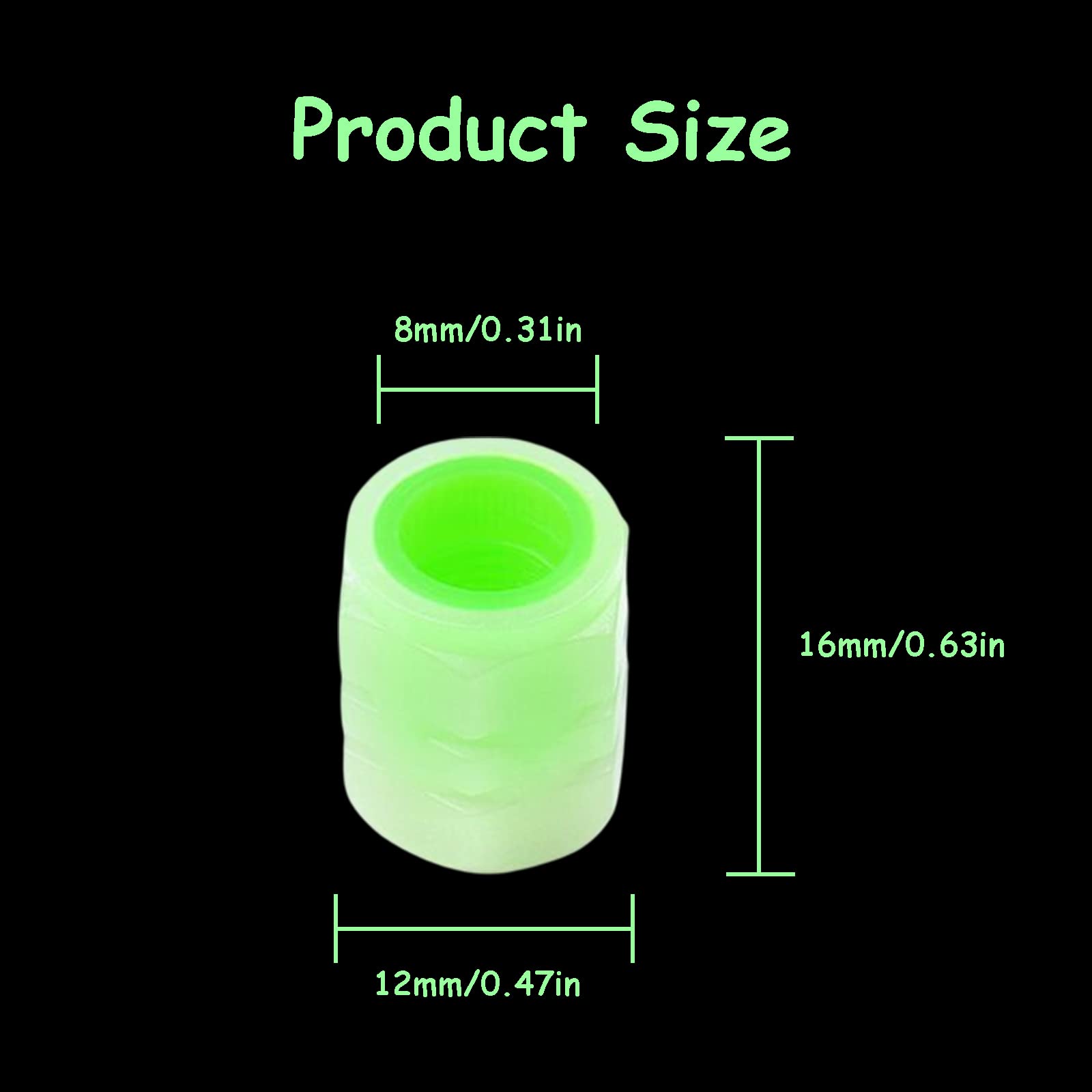 QIZATAH 20 PCS Fluorescent Tire Valve Stem Caps - Glow in The Dark Car Wheel Air Valve Covers for Universal Car, Bicycle - Lumin