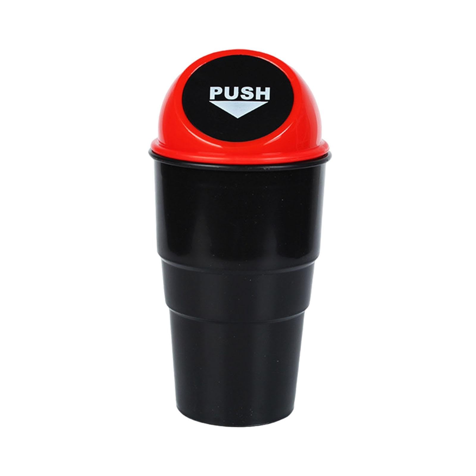 TRENDIVIBE Generic Car Cup Holder Trash Can with Lid Car Garbage Can for SUV Truck red lid