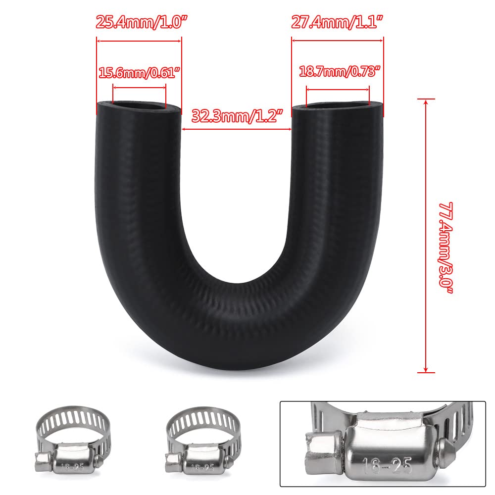 PQY Heater Core Crossover Coolant Bypass Hose 5/8'' End and 3/4'' End with 2PCS Clamps for LS for LT