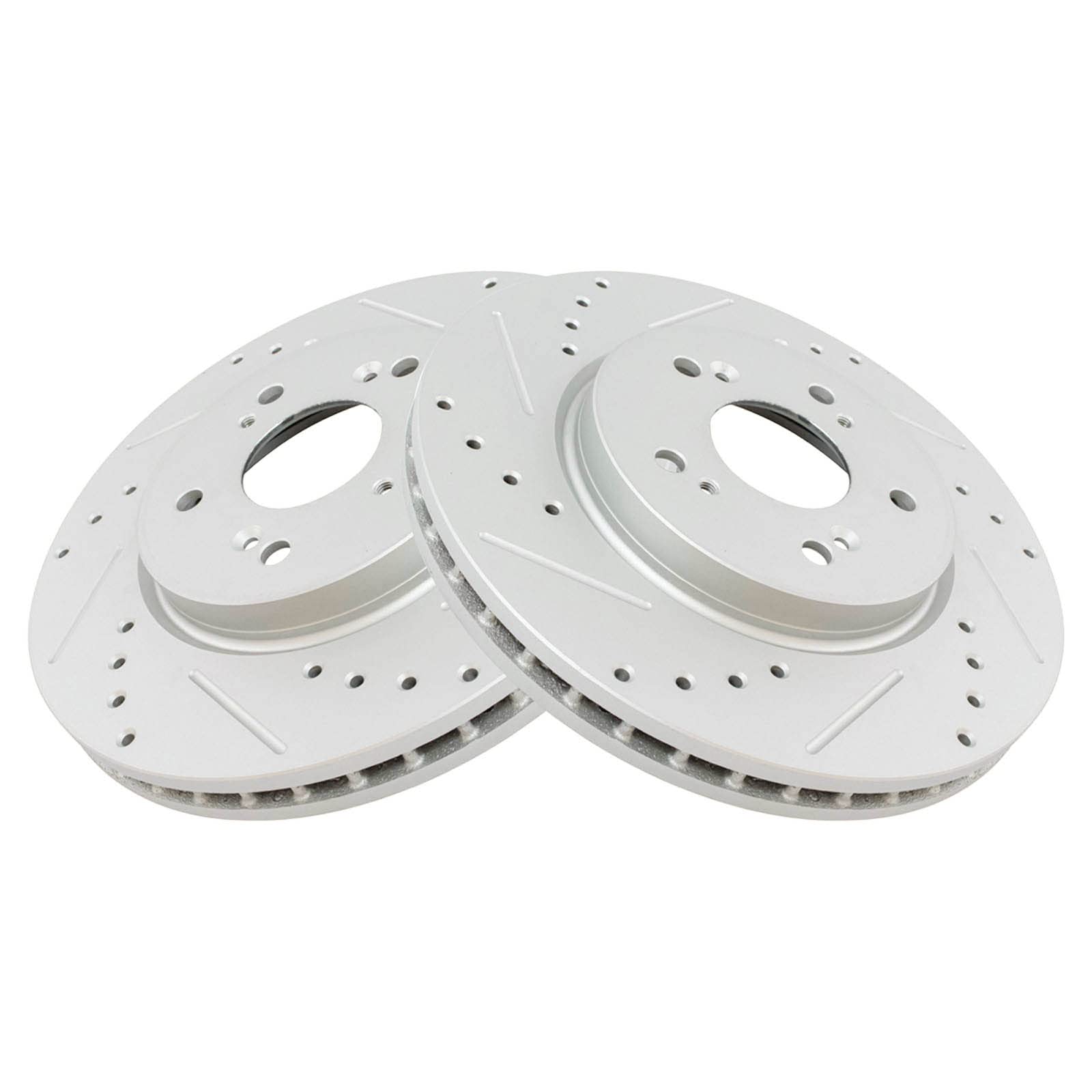 Trq Front Performance Brake Rotors Set Premium G-Coated Cross Drilled & Slotted Compatible With 2007-2012 Acura Rdx 2010-2011 Ho