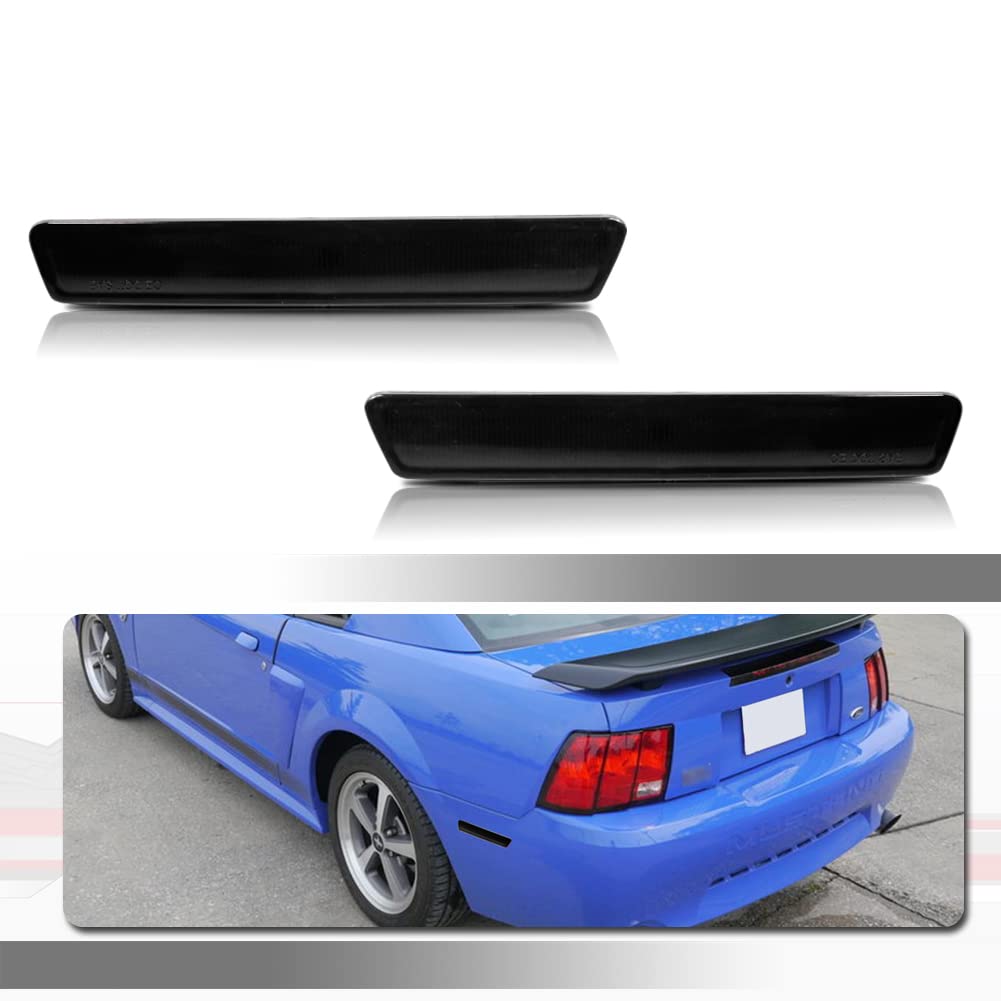 Tonsya Rear Bumper Reflectors for 1999-2004 Mustang, Smoked Lens, Model To-RB-247BH-Black