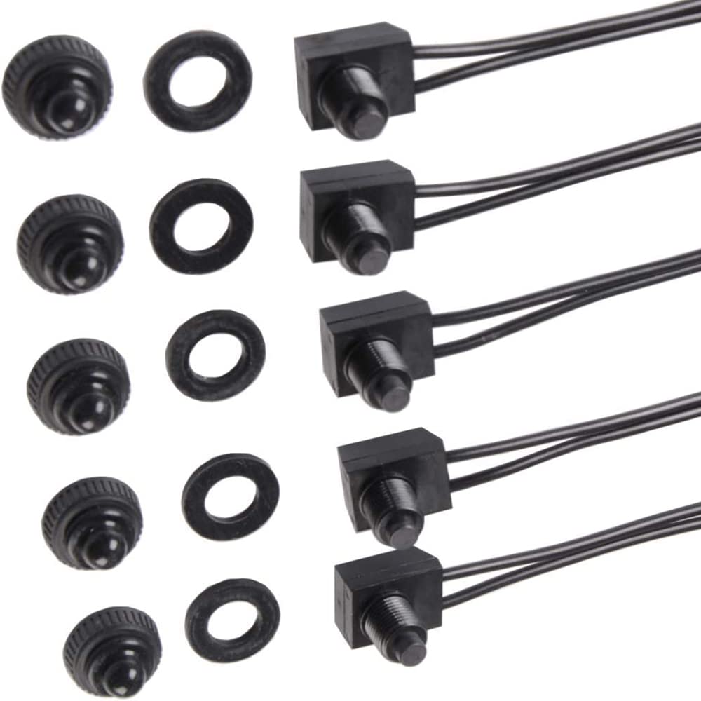 5Pcs Push Button Switch 12V Waterproof Push-Button On-Off Switch For Motorcycle/Car