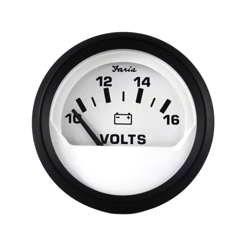 Faria 12911 Euro Voltmeter (10-16 Vdc) - 2'', White
