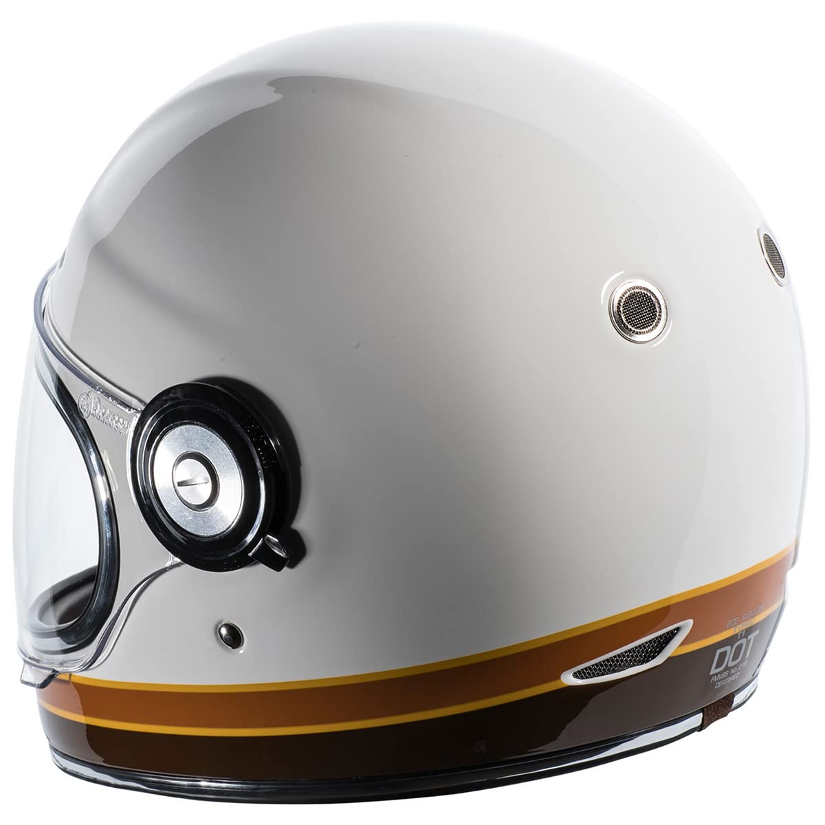Torc T1 Unisex-Adult Retro Full Face Motorcycle Helmet (Iso Bars Gloss White, Small)
