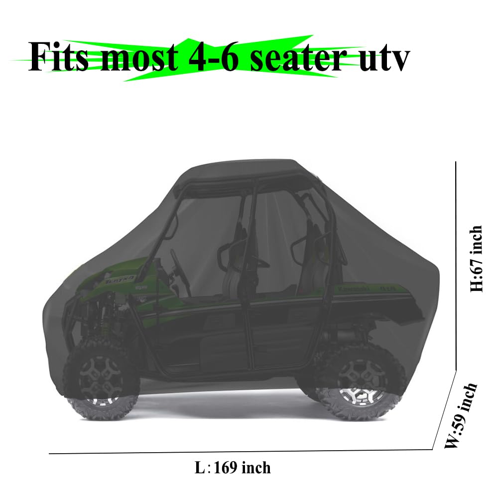 Chikia 4-6 Seater UTV Cover with Zipper 420D Compatible with Can-Am Defender max Commander X3 Polaris RZR 900 1000 Ranger Genera
