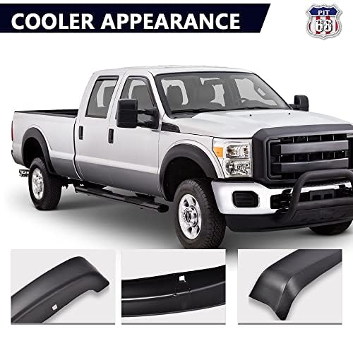 PIT66 Fender Flares Set for 1999-2007 Ford F250 F350, Black Polypropylene, Fits Styleside Models, 4 Pcs