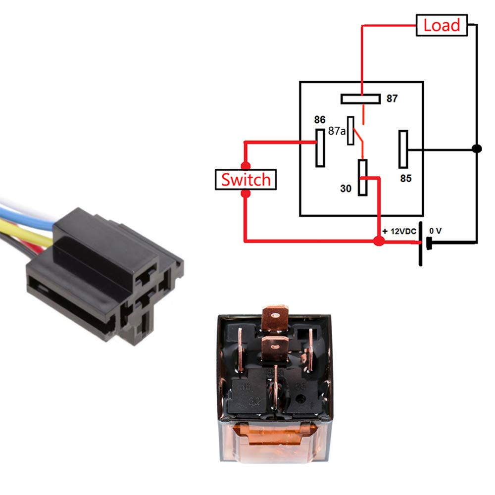 Esupport Car Universal Transparent Relay 12V 80A Spdt 5Pin Switch Wire Socket Plug Harness Kit Pack Of 5