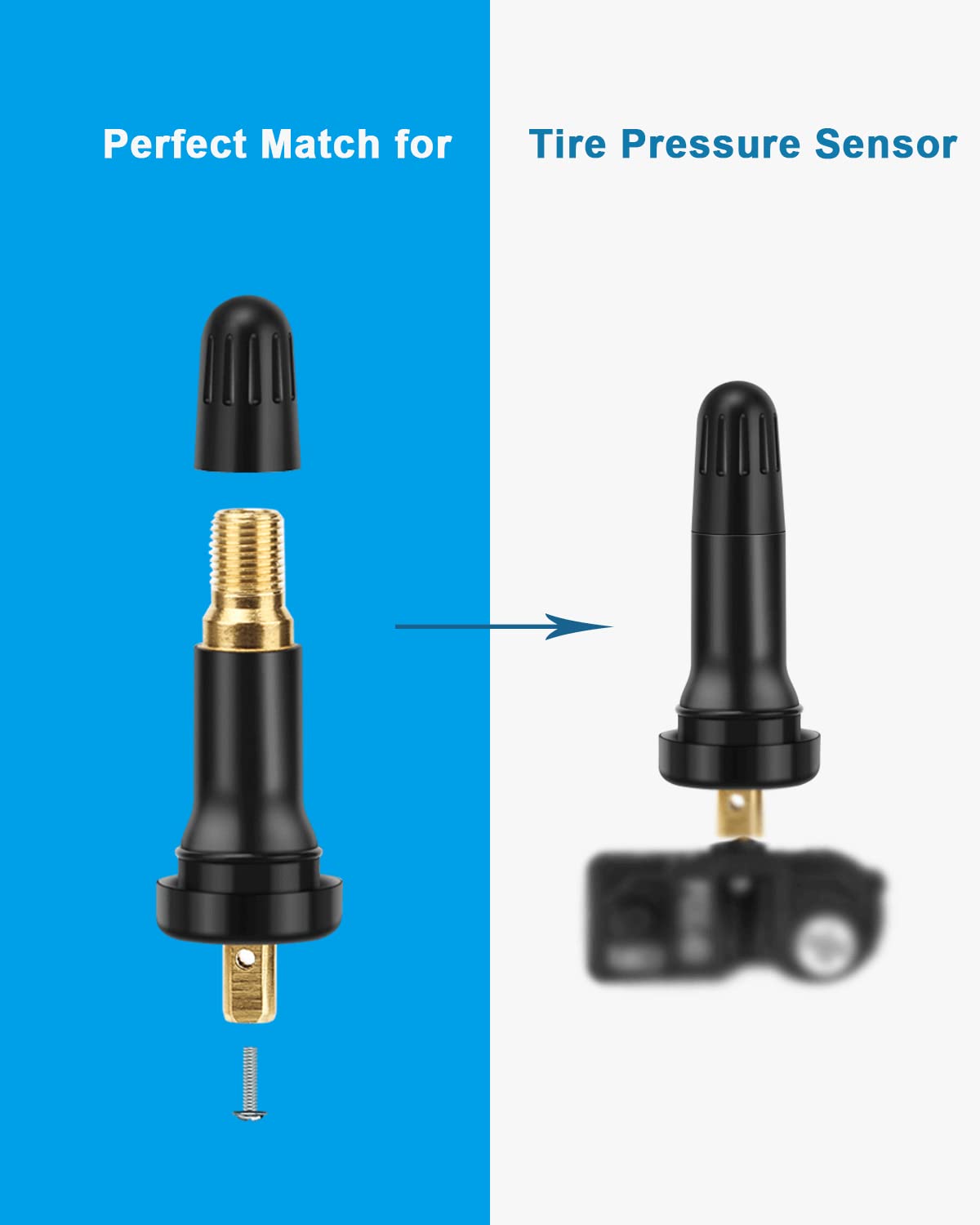Riseuvo 5pcs TPMS 20008 Sensor Valve Stem - Rubber Snap-in Valves, Tubeless Valve Stems 0.453 inch Rim Holes Replacement for Sta
