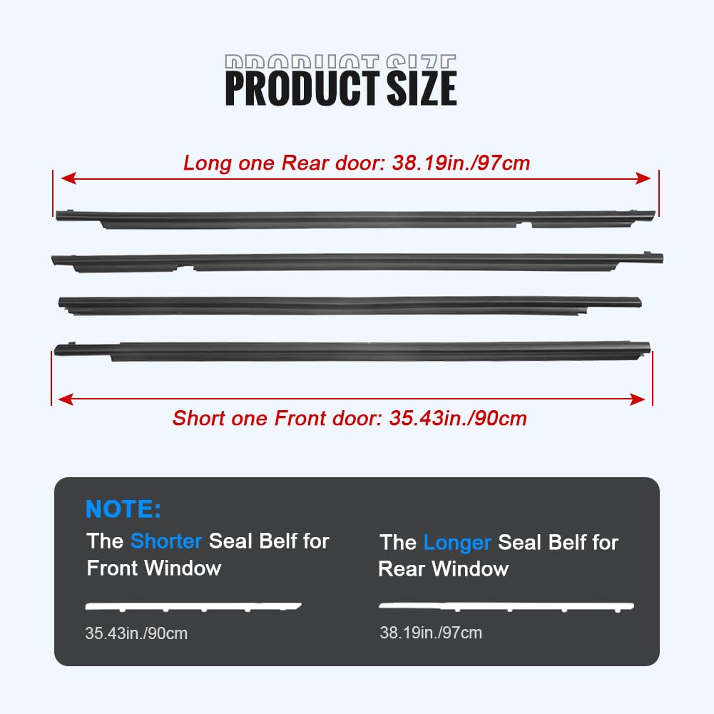 Newsmarts Automotive Weather Stripping Weatherstrip Window Molding Trim Fits For Toyota Tundra Crewmax 2007-2018 2019, Window Se