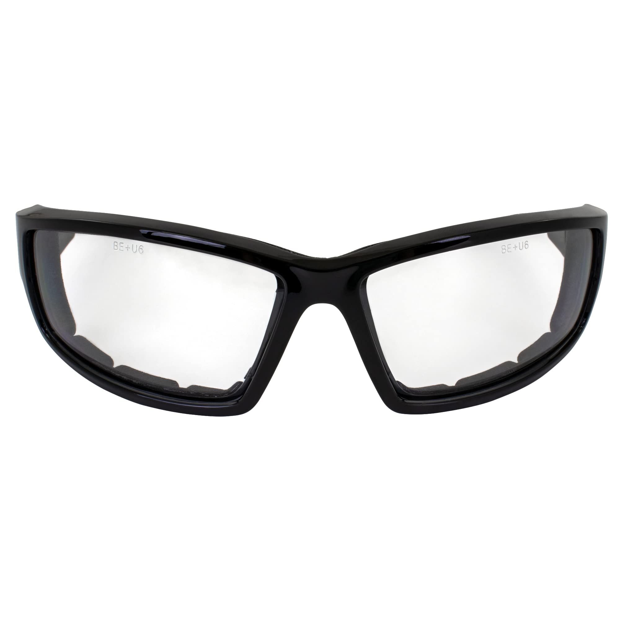 Birdz Eyewear Swoop Anti-Fog Padded Motorcycle Sunglasses Riding Glasses Black Frame Lenses for Day & Night ANSI Z87 .1 (Clear/S
