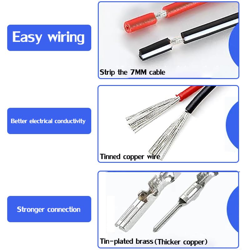 QOFOWIN 5 Pin Connector Waterproof,5Pin Way Car Electrical Connector,with Wire 16 AWG Marine for Car,Truck,Boat,Motorcycle and O
