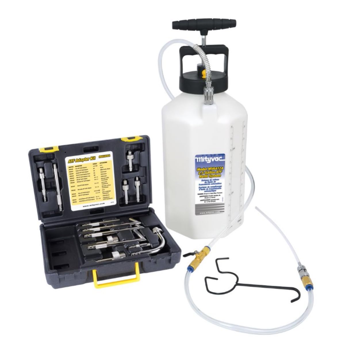 Mityvac MV6412A ATF Pneumatic Sealed Automatic Transmission Refill System, Integrated Manual Pump, 2.5 Gallon (10Liter), Flow Co