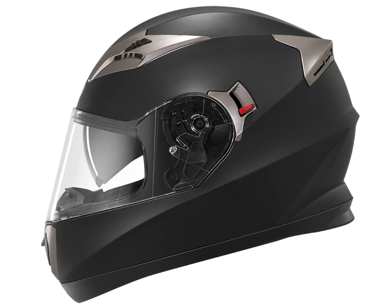 Motorcycle Full Face Helmet Dot Approved - Yema Helmet Ym-829 Motorbike Moped Street Bike Racing Casco Moto Helmet With Sun Visor For Adult,Youth Men And Women - Matte Black,Xxl