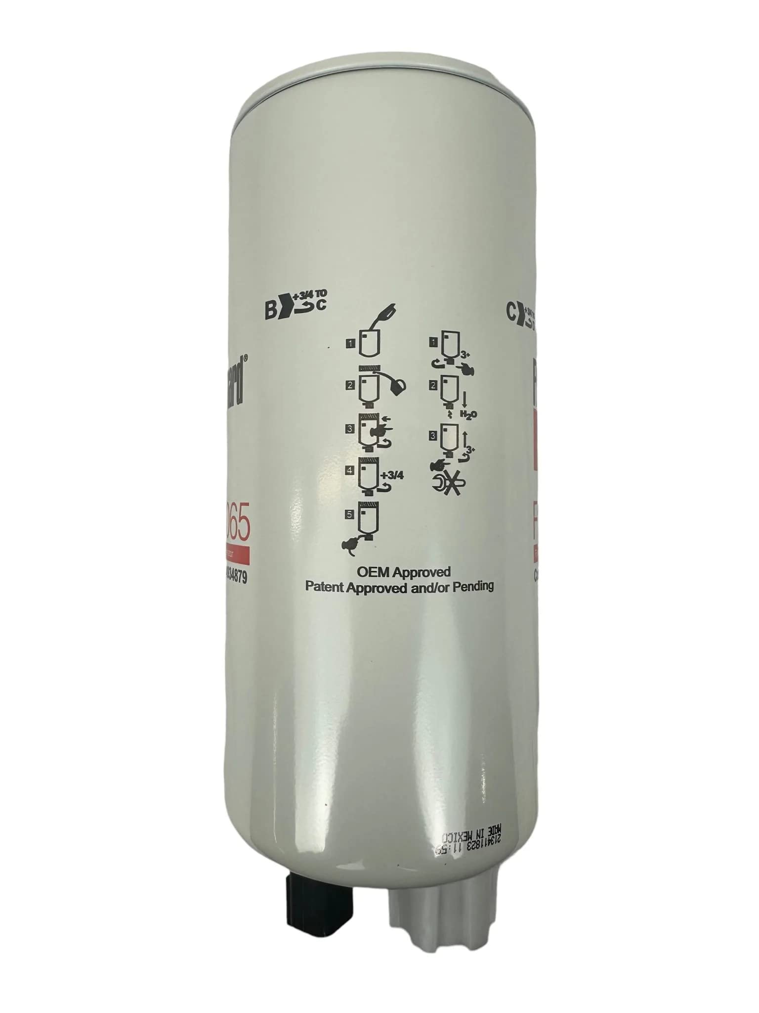 Fleetguard FS1065 Fuel/Water Separator - 10-Micron, 98.7% Efficiency, 1-14 UNS-2B Thread, 9.79"H x 3.