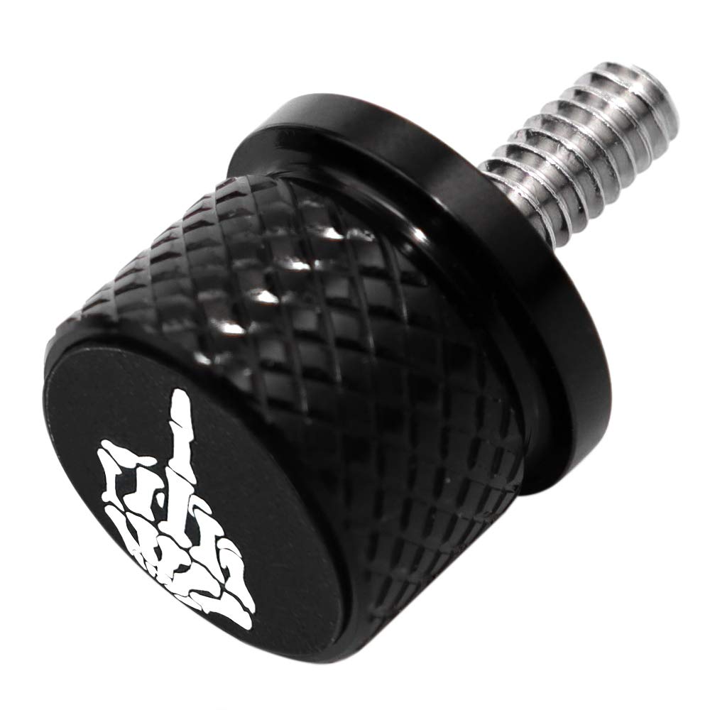 Stainless Knurled Fender Seat Bolt Screw 1/4'-20 Thread Compatible With Harley Sportster Touring Softail Dyna Cvo Electra Glide Street Glide 1996-2020- Skull Middle Finger-Black