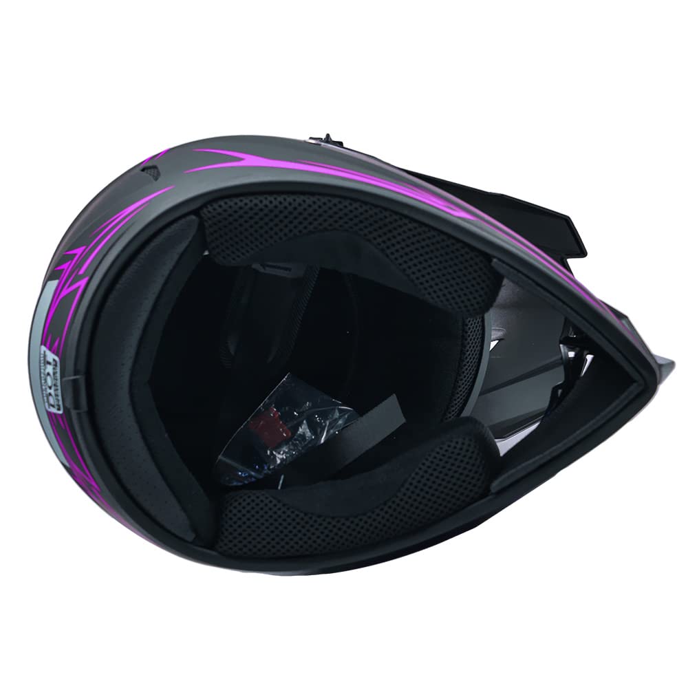 DJGLKREJG Motocross Helmet Unisex-Adult Large Purple Plastic DOT Approved Off-Road Motorcycle Helmet