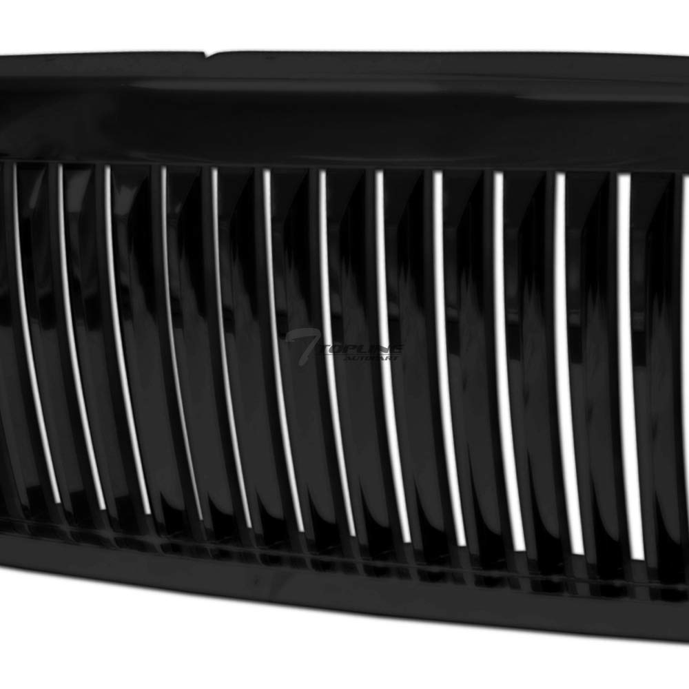 Glossy Black Vertical Front Hood Bumper Grill Grille Guard ABS Compatible With 99-04 Ford F250 F350 F450 F550 Superduty / 00-04