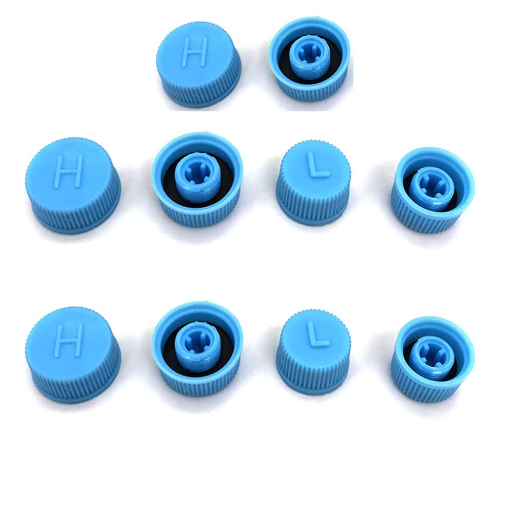 YehVeh 10 Pack Car A/C Valve Caps Replacement Leak-proof R134A Valve Core Screw Caps High and Low Pressure Service Port Seals Ca