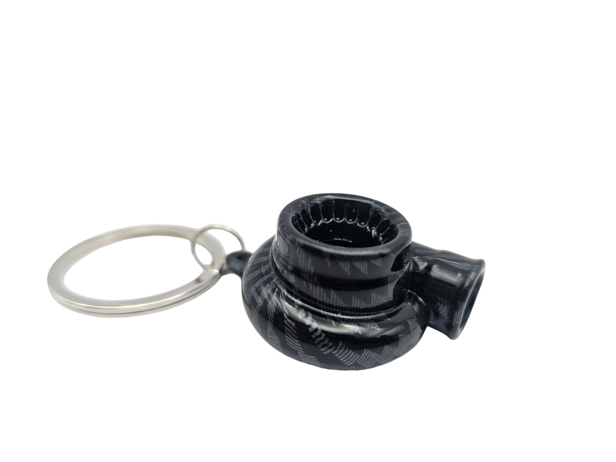 Gt//Rotors Carbon Fiber Turbo Keychain Metal Spinning Turbocharger Automotive Mini Car Part Keychain Key Ring (Bonus: 3Ft Mini T