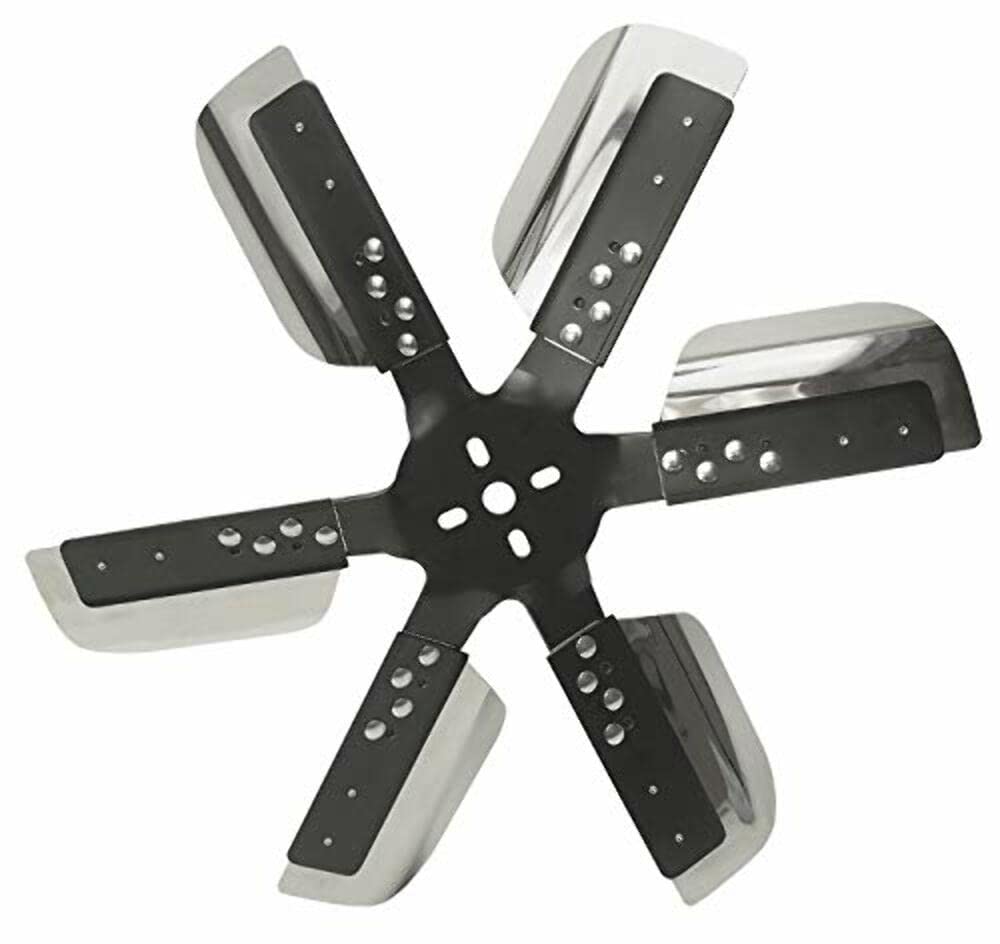 Derale 17019 19'' Heavy Duty Stainless Steel Standard Rotation Flex Fan, Black Hub