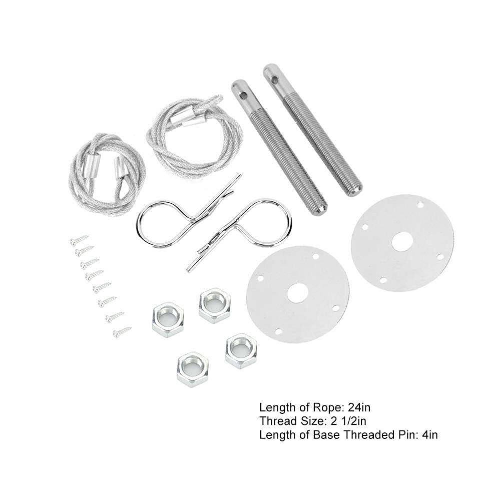 Qiilu Hood Pins For Truck, Engine Hood Pin Plate Bonnet Lock Clip Kit Car Modified Accessory