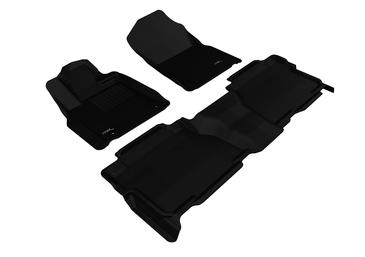 3D MAXpider Complete Set Custom Fit All-Weather Floor Mat for Select Toyota Tundra Crewmax Models - Kagu Rubber (Black)
