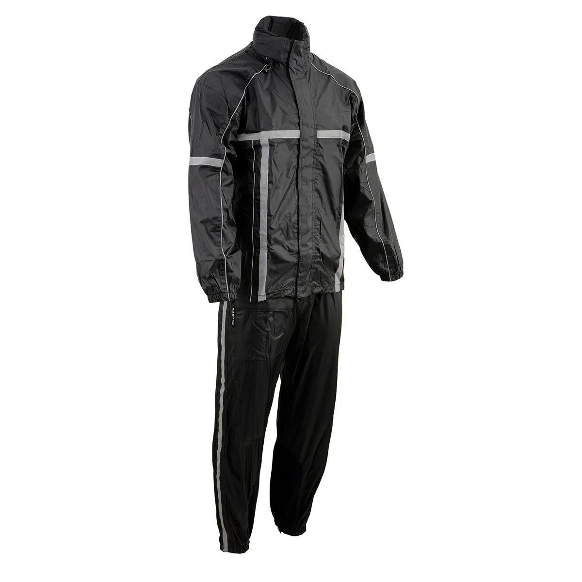 Milwaukee Leather MPM9510 Mens Black Water-Resistant Motorcycle Rain Suit with Hi Vis Reflective Tape - 3X-Large