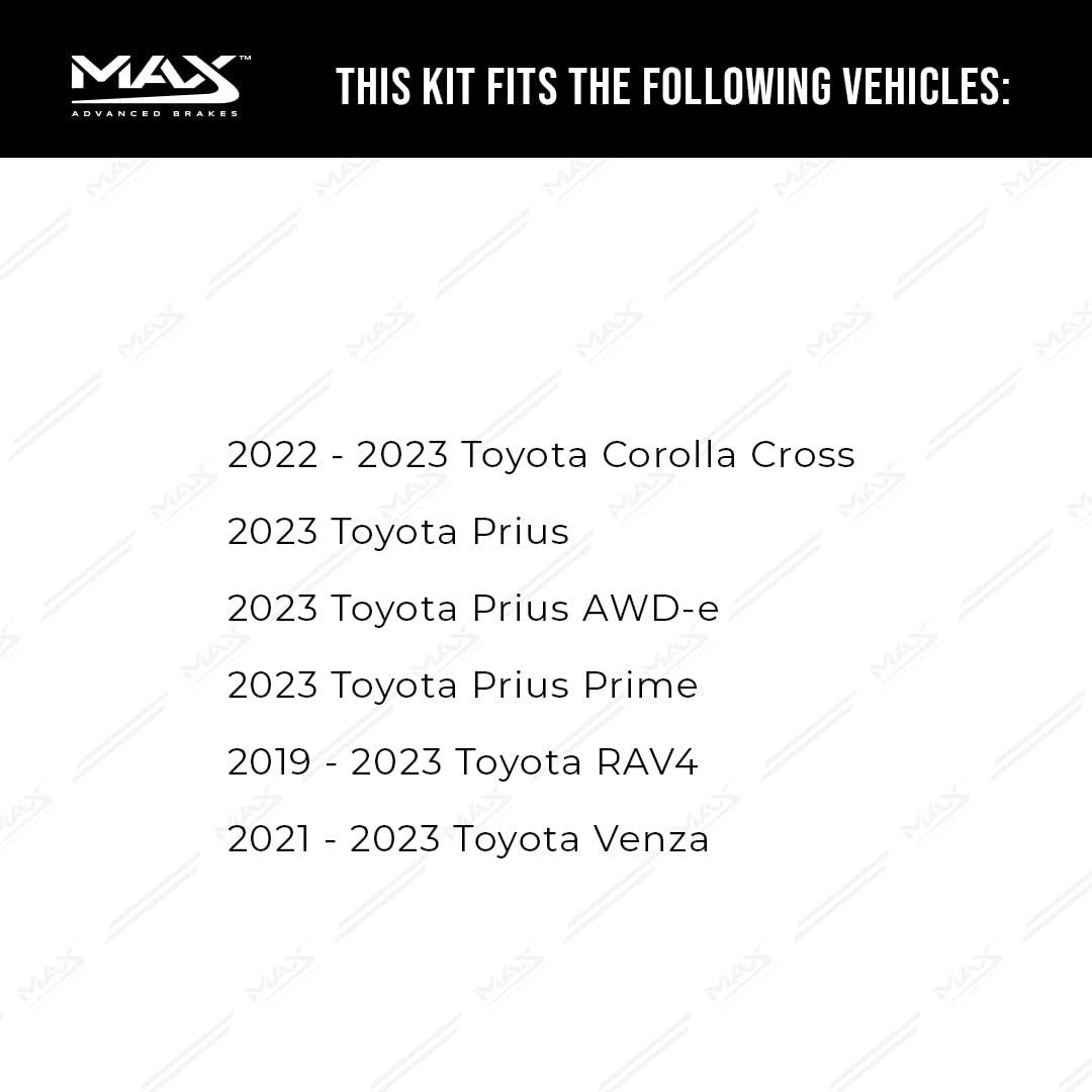 Max Advanced Brakes Rear Brake Kit Compatible With 2018 2019 2020 2021 2022 2023 Toyota Camry Rav4 Corolla C-Hr Venza Replacemen