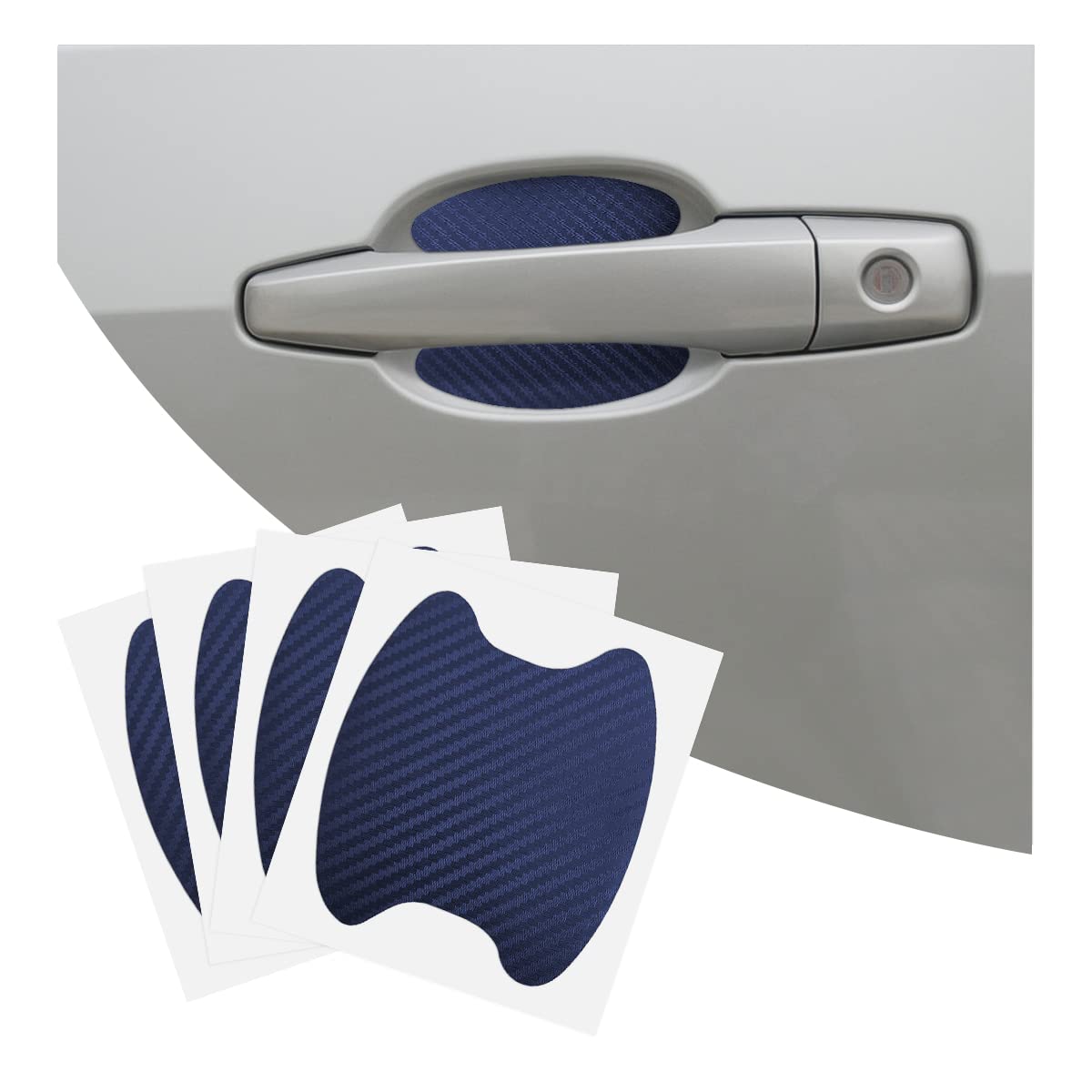 4PCS Car Handle Cup Stickers, Carbon Fiber Scratch Auto Door Protective Film, Non-Marking Bowl Protector, Universal Paint Cover 